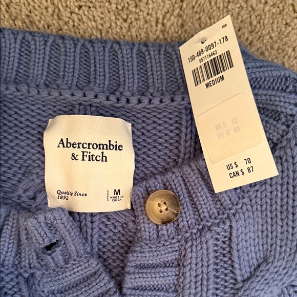 Abercrombie & Fitch Blue Cable Knit Cardigan - Picture 2 of 2